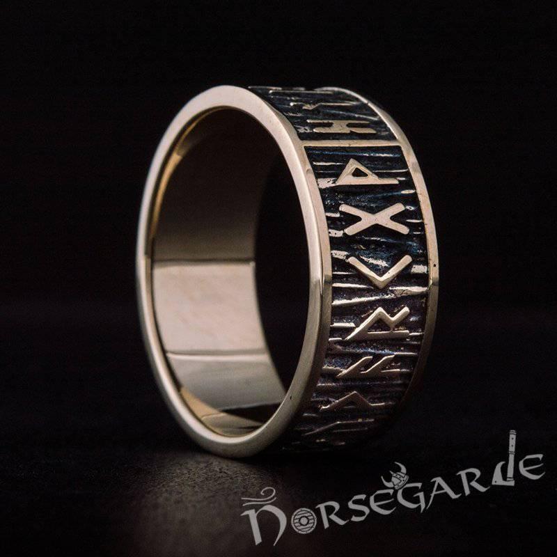 Handcrafted Rimmed Elder Futhark Runic Band - Bronze - Norsegarde