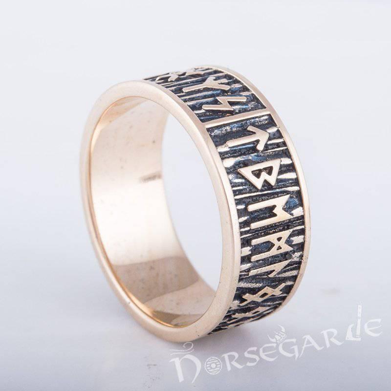 Handcrafted Rimmed Elder Futhark Runic Band - Bronze - Norsegarde