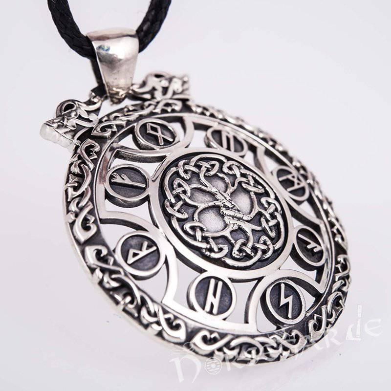 Handcrafted Rune Yggdrasil Amulet - Sterling Silver - Norsegarde