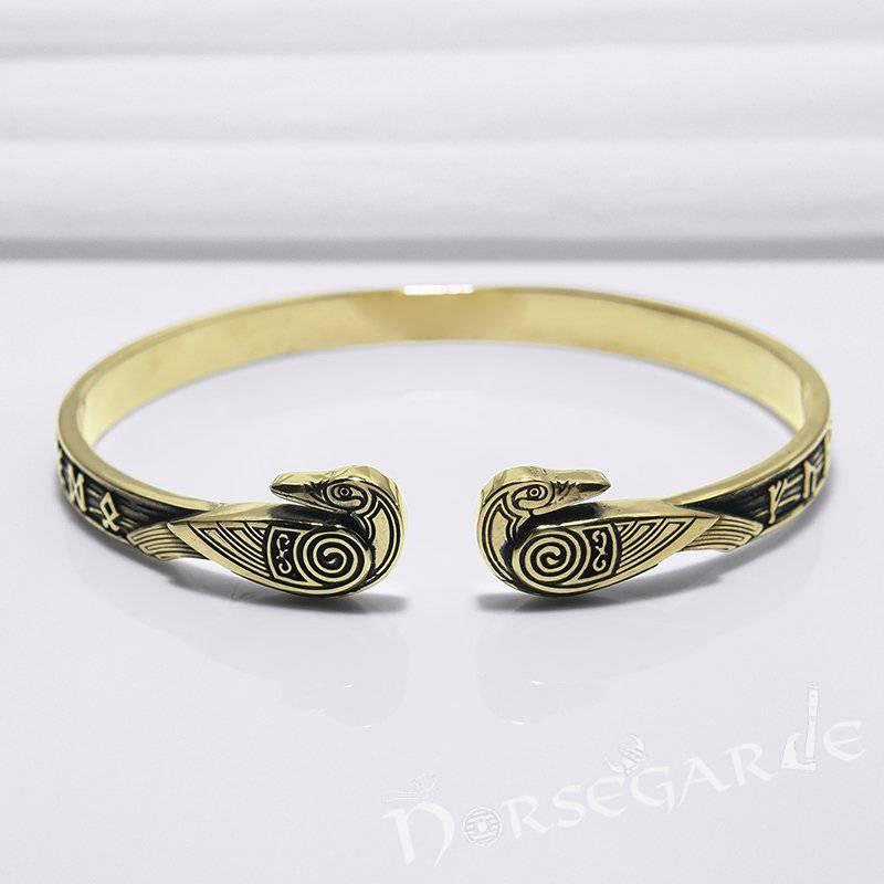 Handcrafted Runes and Ravens Arm Ring - Bronze - Norsegarde