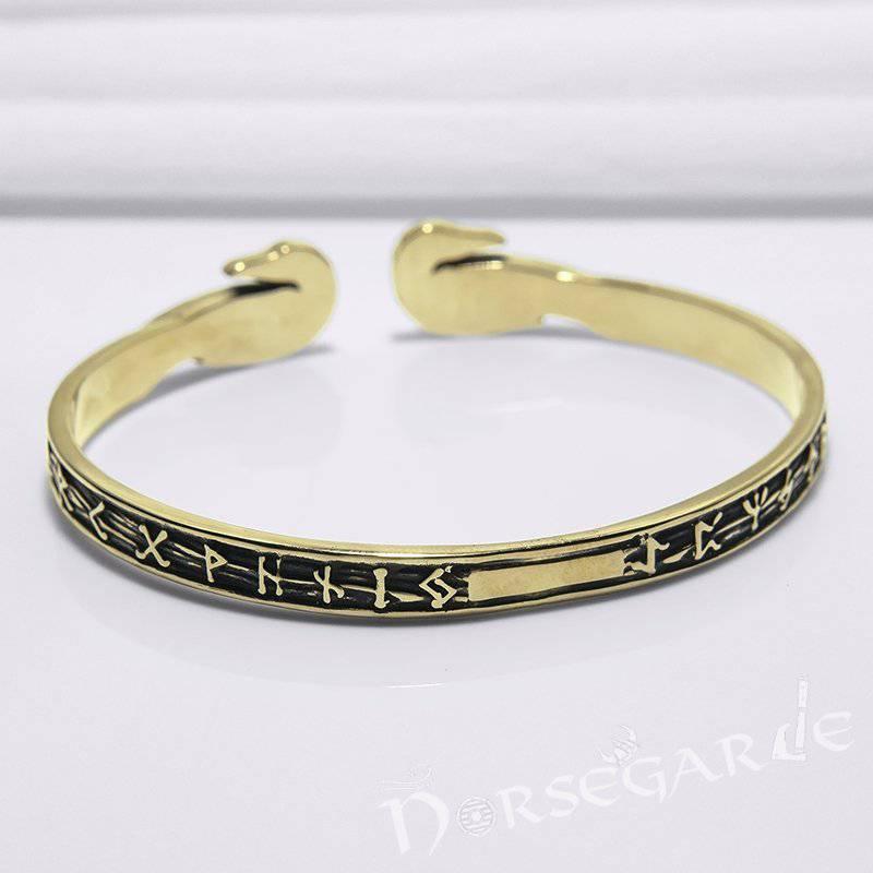 Handcrafted Runes and Ravens Arm Ring - Bronze - Norsegarde