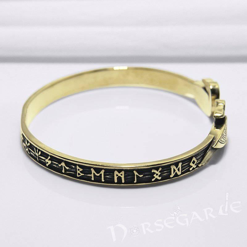 Handcrafted Runes and Ravens Arm Ring - Bronze - Norsegarde