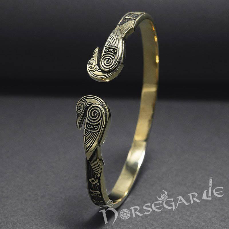 Handcrafted Runes and Ravens Arm Ring - Bronze - Norsegarde