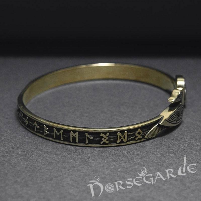 Handcrafted Runes and Ravens Arm Ring - Bronze - Norsegarde