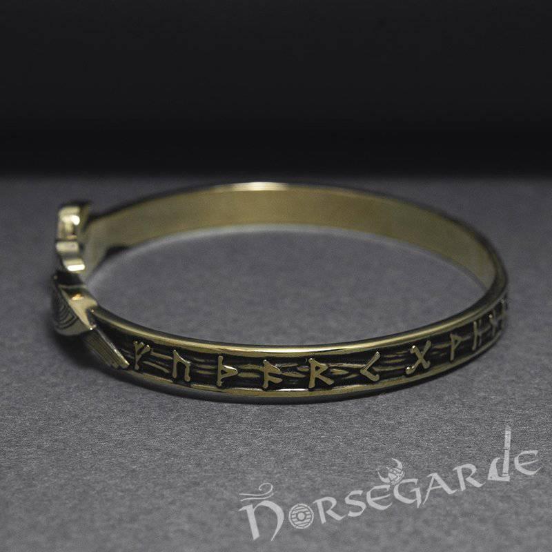 Handcrafted Runes and Ravens Arm Ring - Bronze - Norsegarde