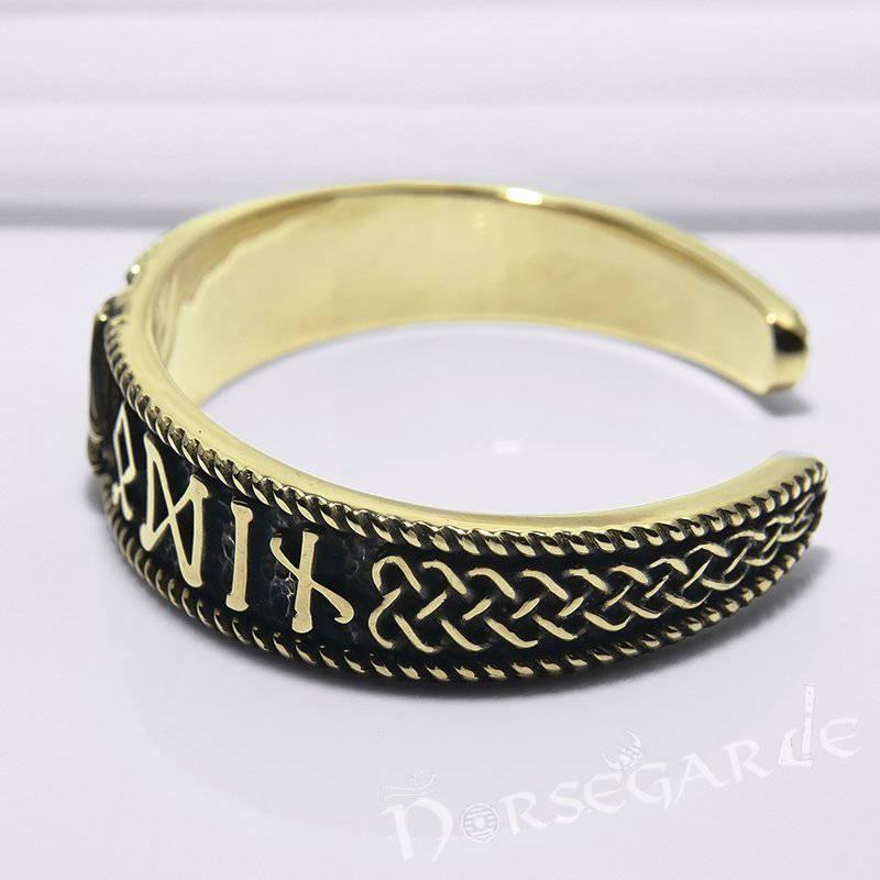 Handcrafted Runes and Valknut Arm Ring - Bronze - Norsegarde