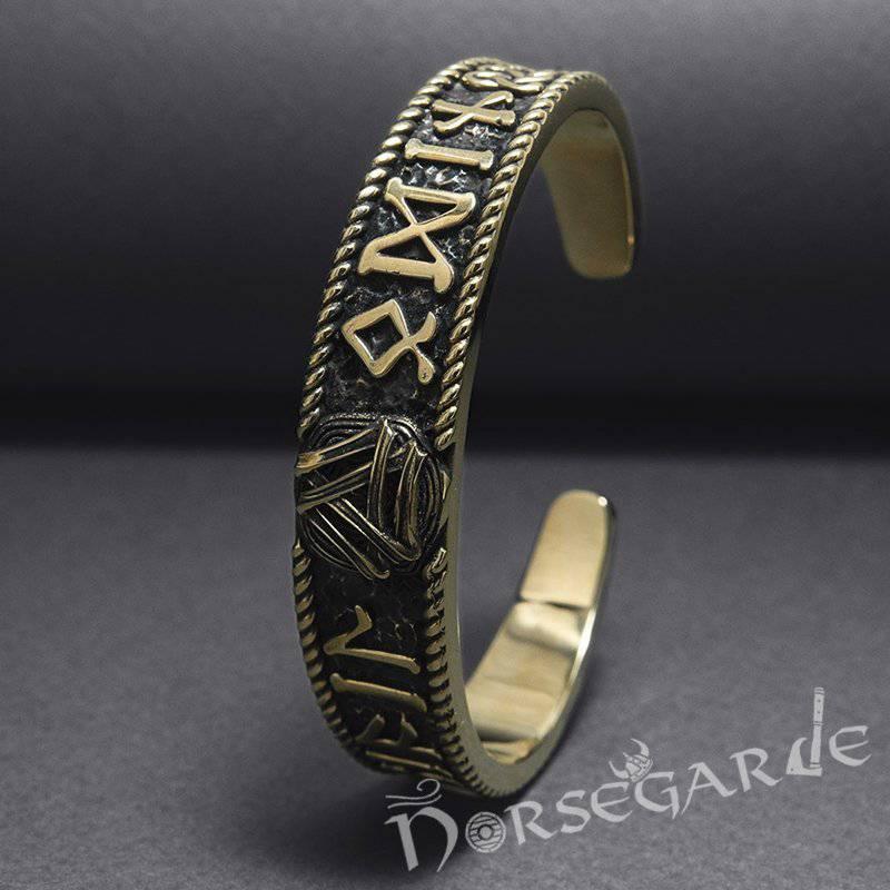 Handcrafted Runes and Valknut Arm Ring - Bronze - Norsegarde