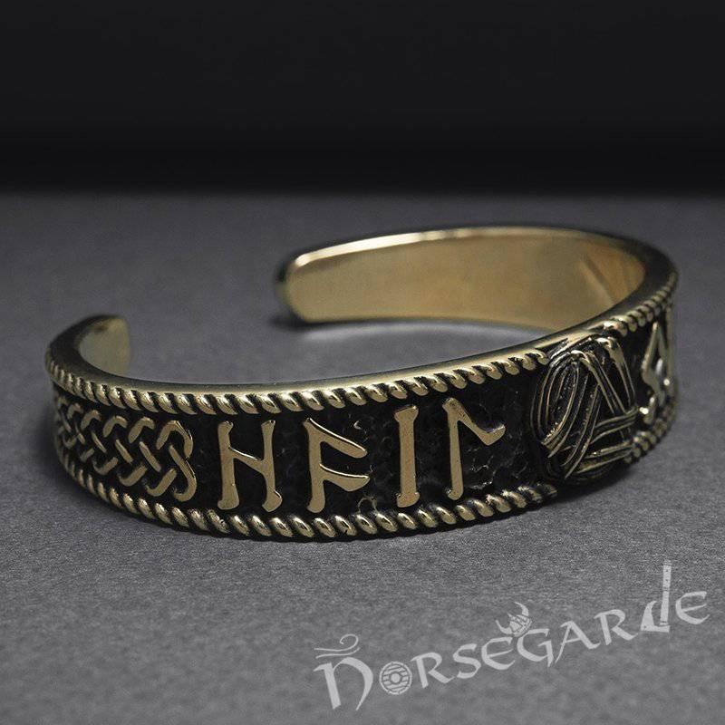Handcrafted Runes and Valknut Arm Ring - Bronze - Norsegarde
