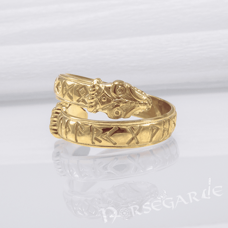 Handcrafted Runic Jormungandr Band - Gold - Norsegarde
