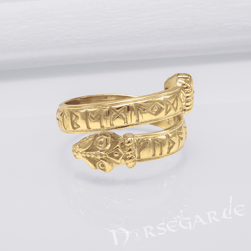 Handcrafted Runic Jormungandr Band - Gold - Norsegarde