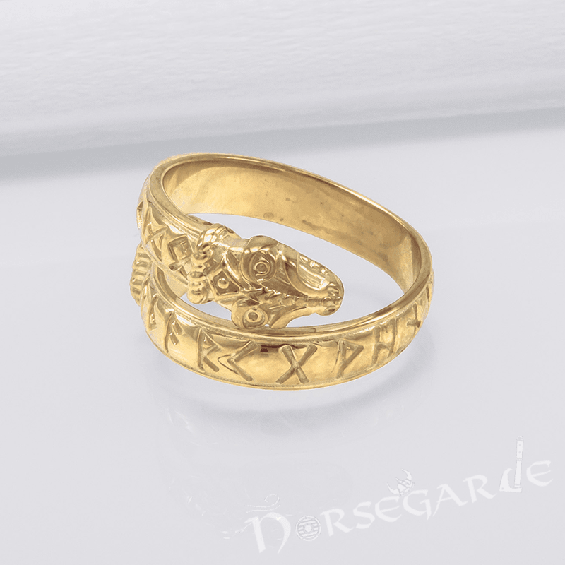 Handcrafted Runic Jormungandr Band - Gold - Norsegarde