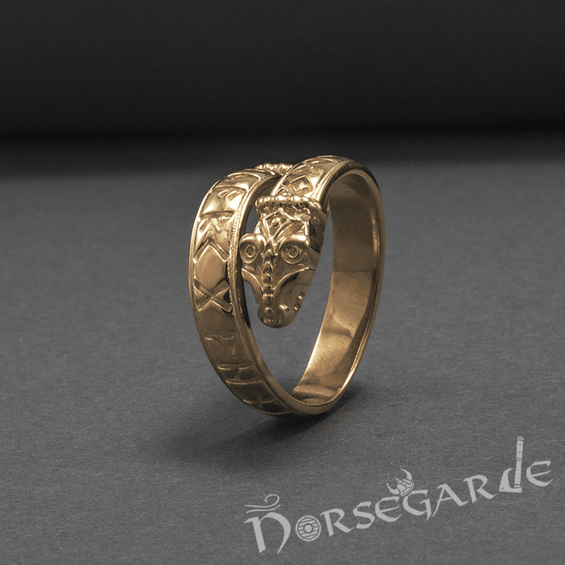 Handcrafted Runic Jormungandr Band - Gold - Norsegarde