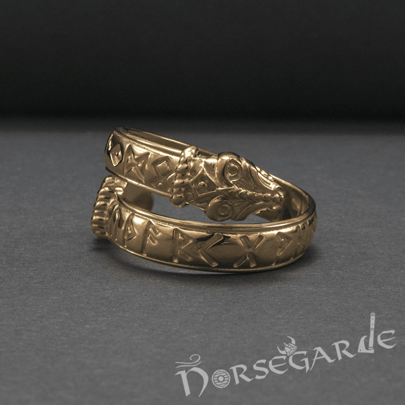 Handcrafted Runic Jormungandr Band - Gold - Norsegarde