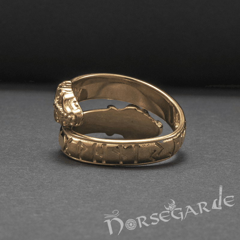 Handcrafted Runic Jormungandr Band - Gold - Norsegarde