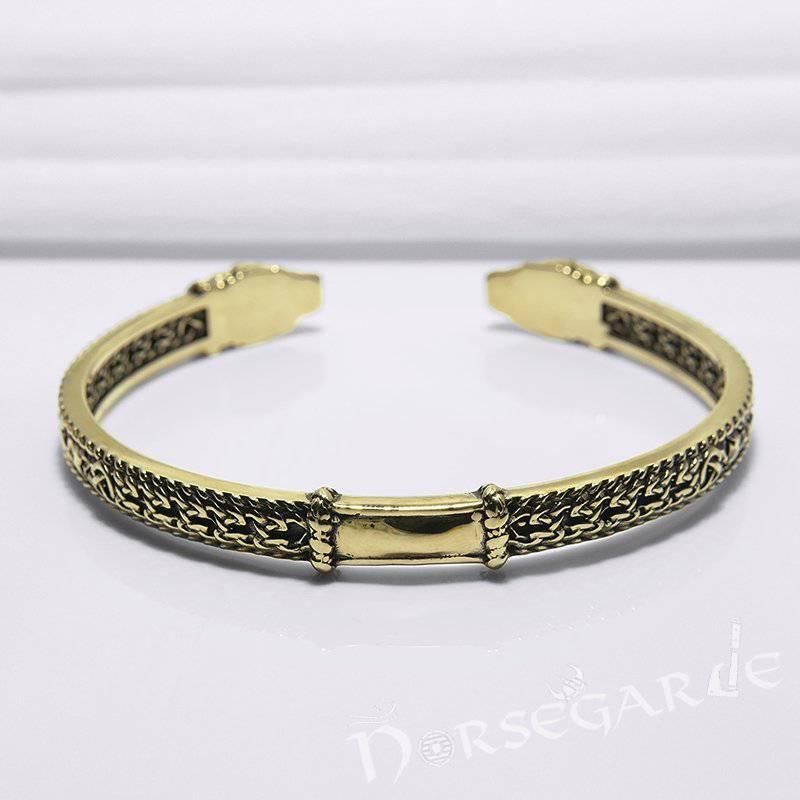 Handcrafted Runic Jormungandr Torc Bracelet - Bronze - Norsegarde