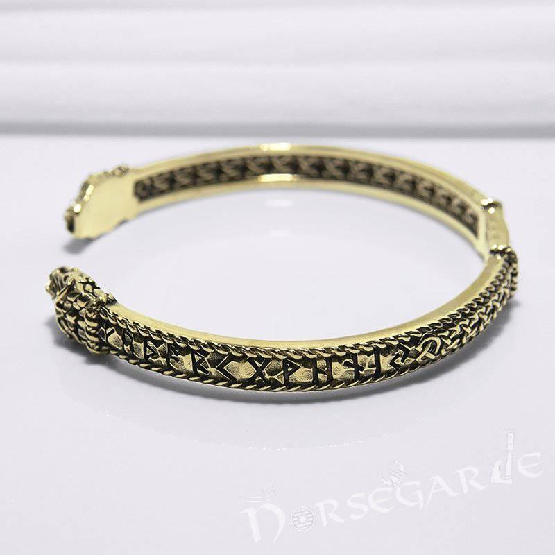 Handcrafted Runic Jormungandr Torc Bracelet - Bronze - Norsegarde