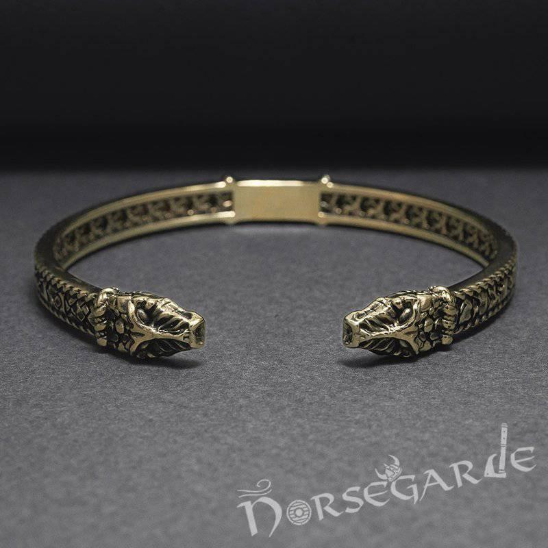 Handcrafted Runic Jormungandr Torc Bracelet - Bronze - Norsegarde