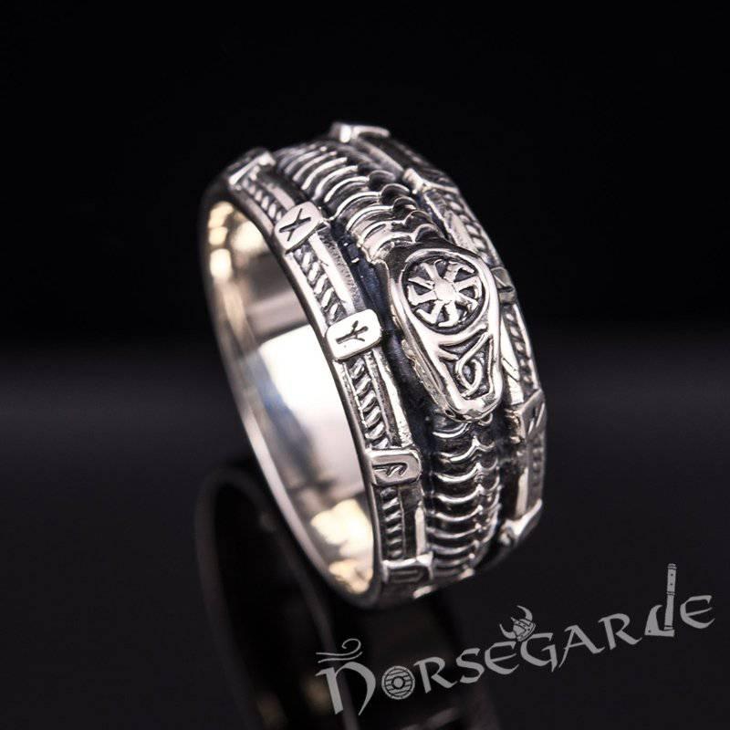 Handcrafted Runic Serpent Ouroboros Band - Sterling Silver - Norsegarde