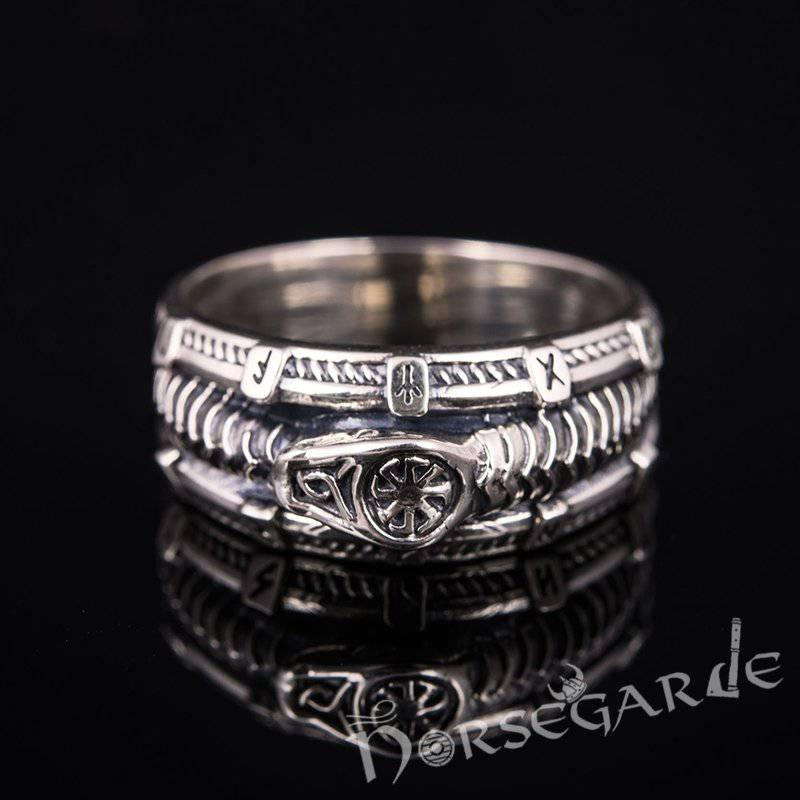 Handcrafted Runic Serpent Ouroboros Band - Sterling Silver - Norsegarde