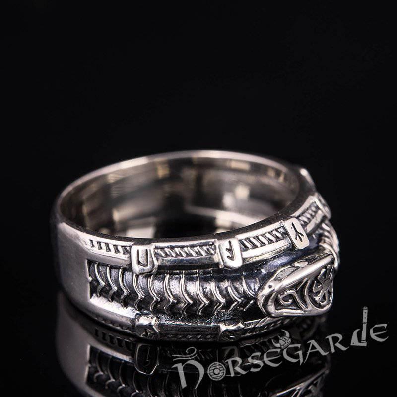 Handcrafted Runic Serpent Ouroboros Band - Sterling Silver - Norsegarde