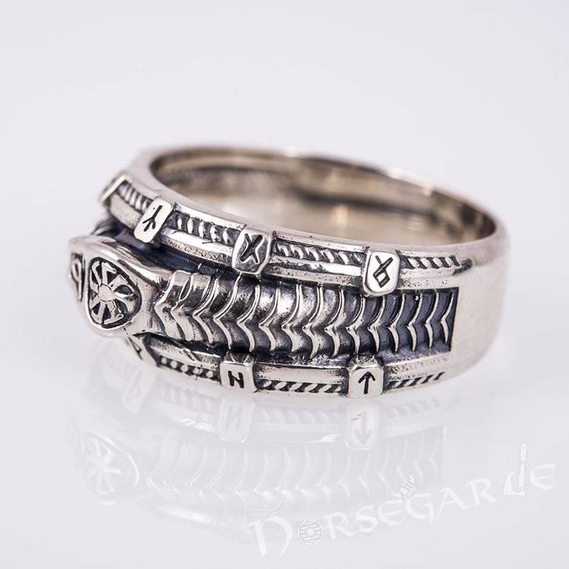 Handcrafted Runic Serpent Ouroboros Band - Sterling Silver - Norsegarde