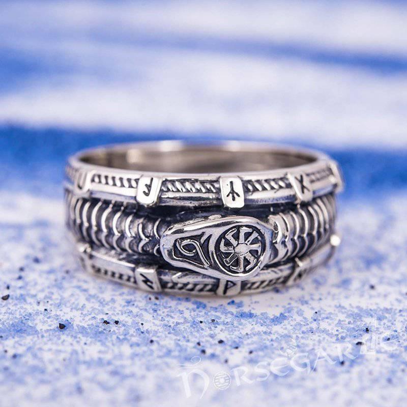 Handcrafted Runic Serpent Ouroboros Band - Sterling Silver - Norsegarde