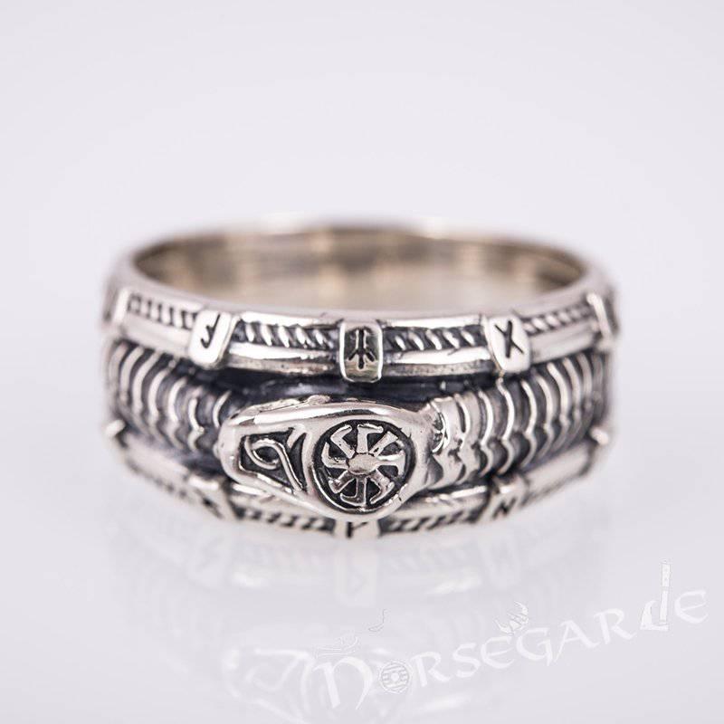 Handcrafted Runic Serpent Ouroboros Band - Sterling Silver - Norsegarde