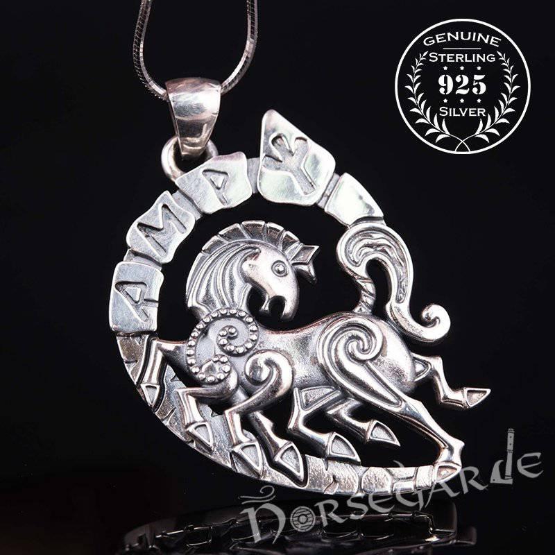 Handcrafted Runic Sleipnir Pendant - Sterling Silver - Norsegarde