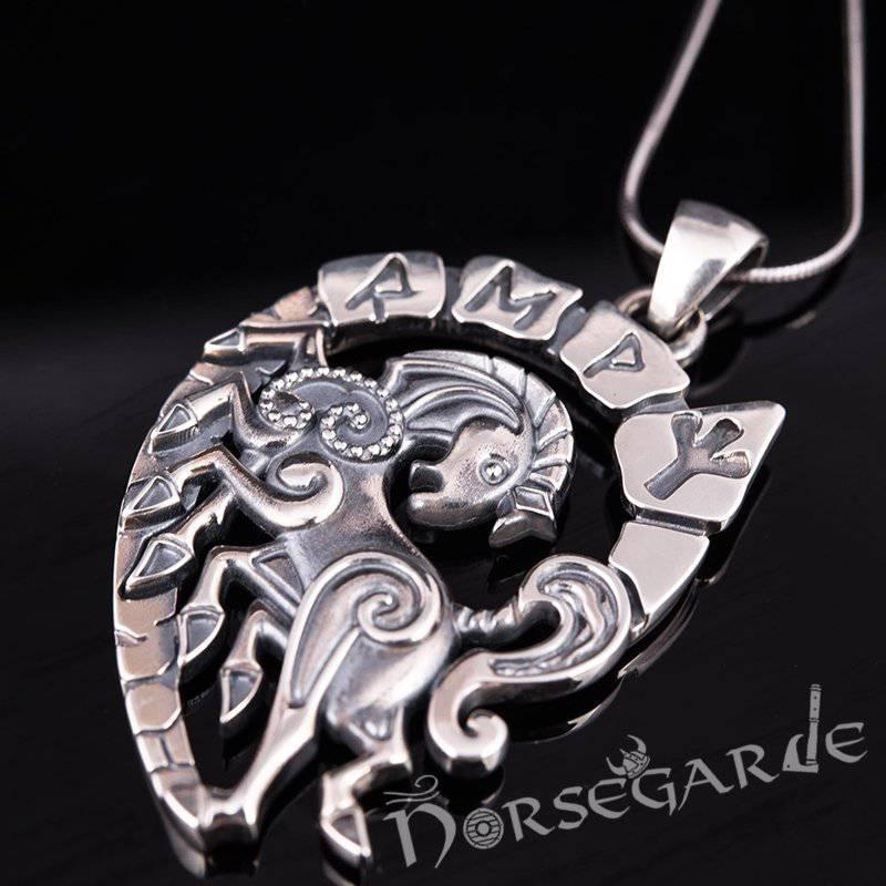 Handcrafted Runic Sleipnir Pendant - Sterling Silver - Norsegarde