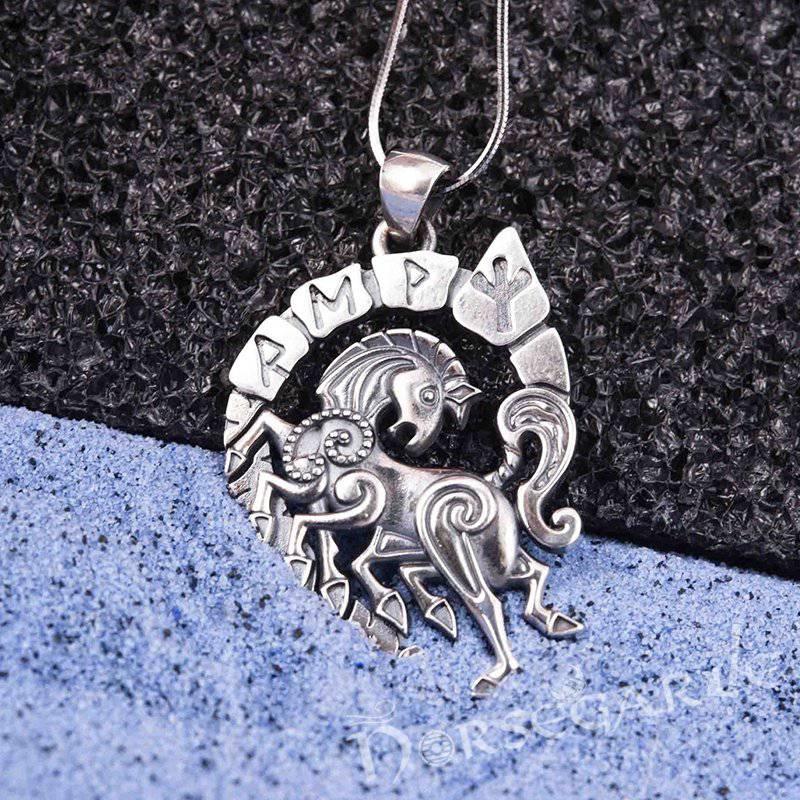 Handcrafted Runic Sleipnir Pendant - Sterling Silver - Norsegarde