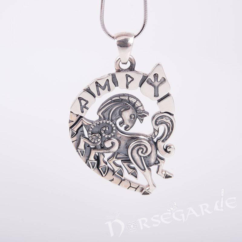 Handcrafted Runic Sleipnir Pendant - Sterling Silver - Norsegarde