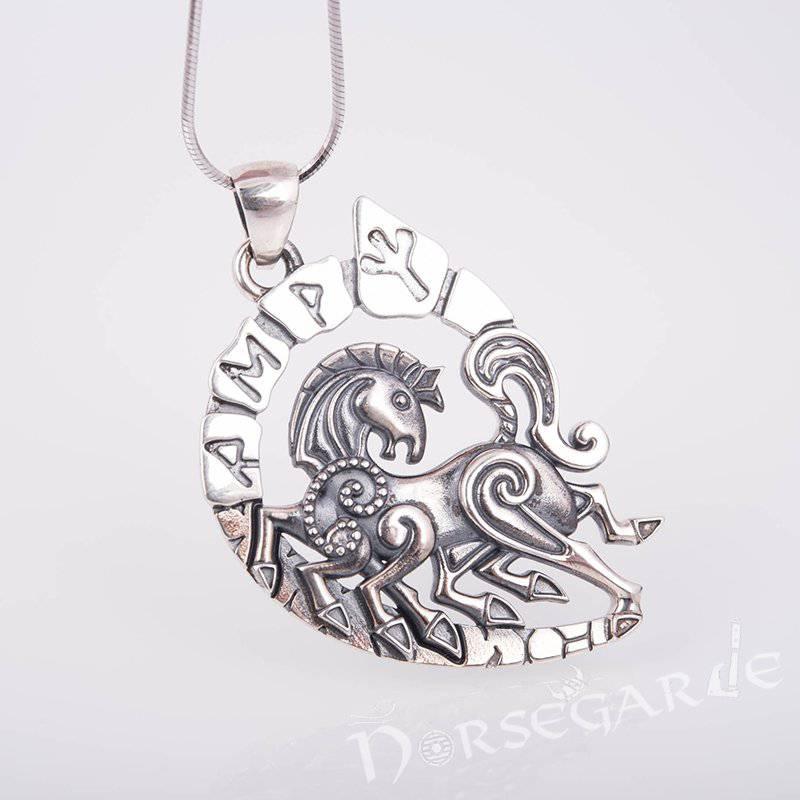Handcrafted Runic Sleipnir Pendant - Sterling Silver - Norsegarde