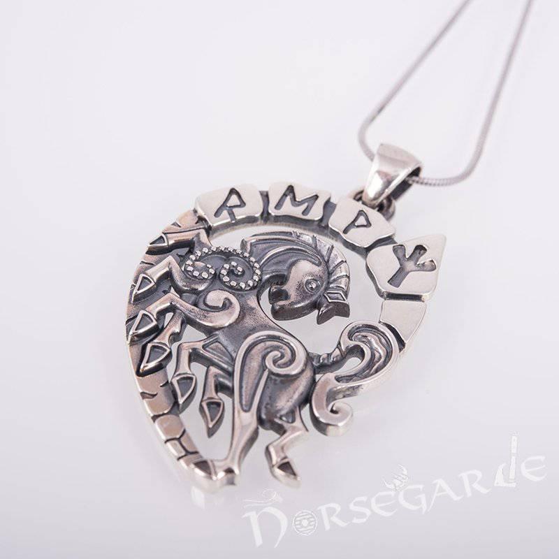 Handcrafted Runic Sleipnir Pendant - Sterling Silver - Norsegarde