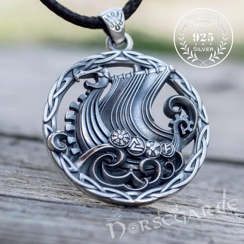 Handcrafted Sailing Drakkar Pendant - Sterling Silver - Norsegarde