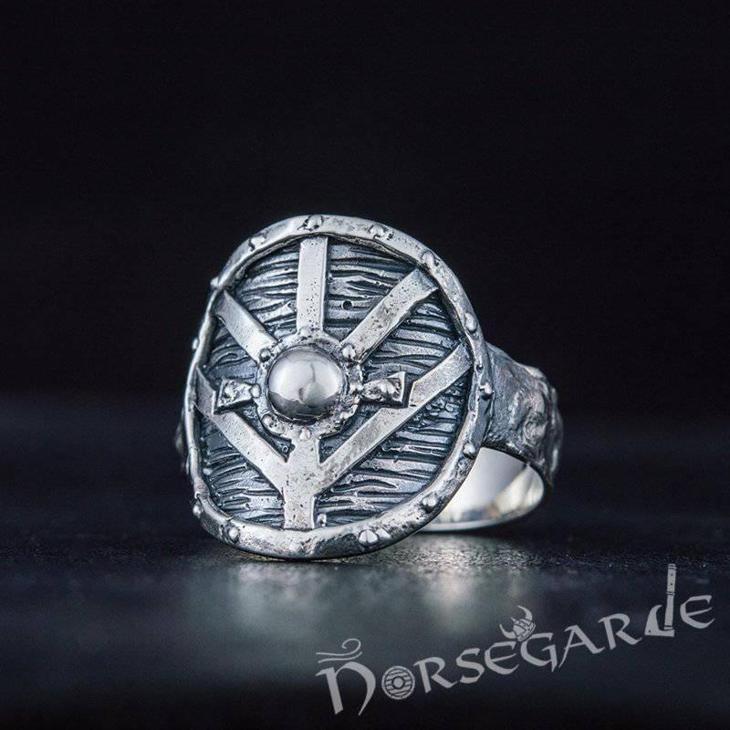 Handcrafted Shield Signet Ring - Sterling Silver - Norsegarde