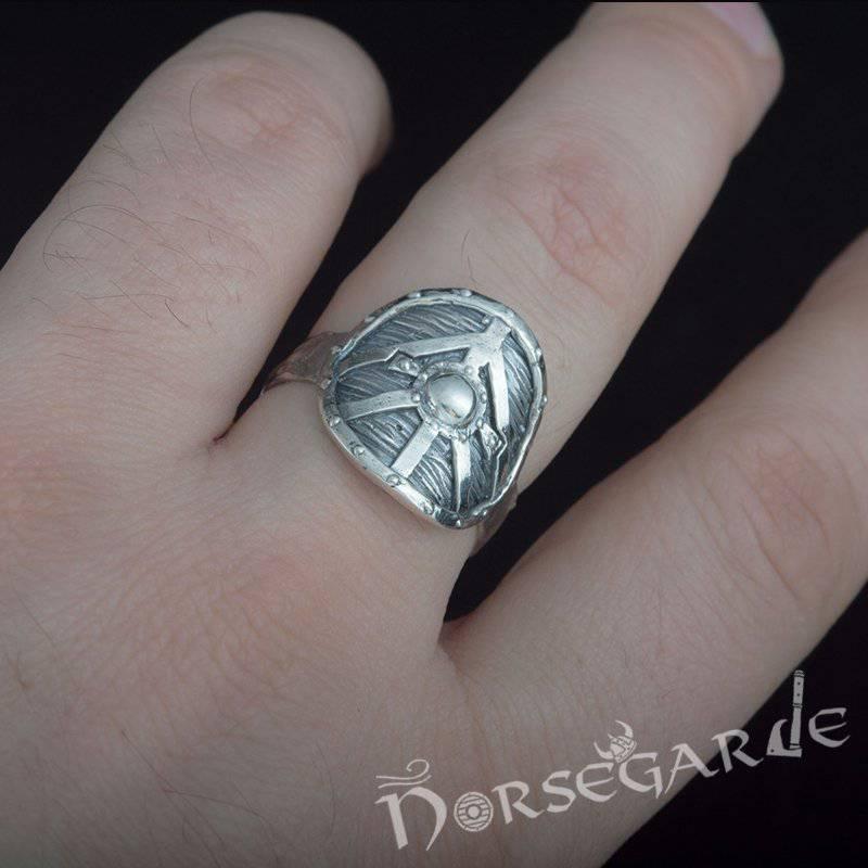 Handcrafted Shield Signet Ring - Sterling Silver - Norsegarde
