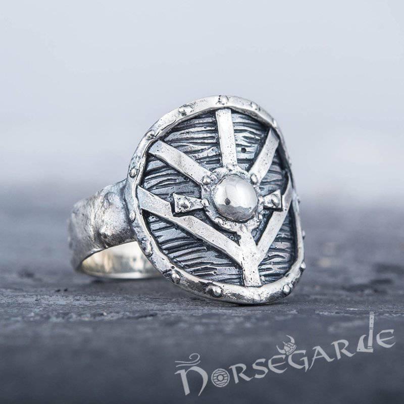 Handcrafted Shield Signet Ring - Sterling Silver - Norsegarde