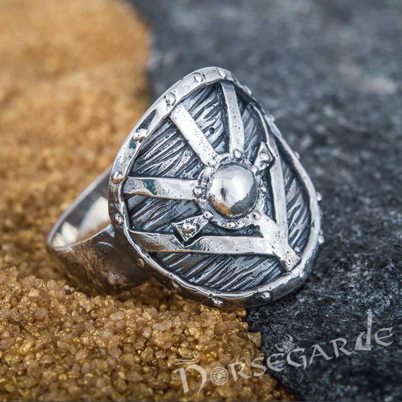 Handcrafted Shield Signet Ring - Sterling Silver - Norsegarde