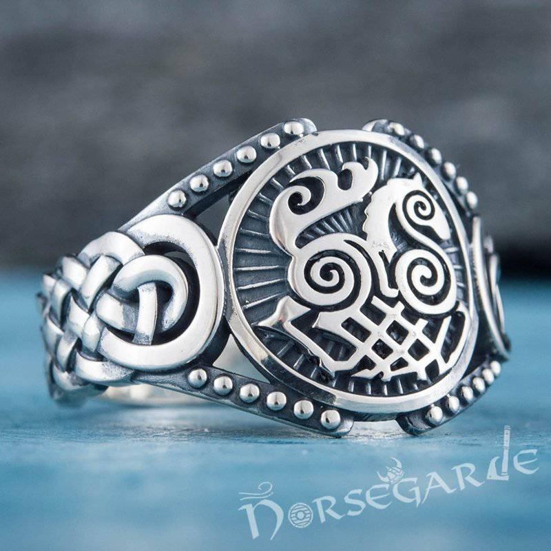 Handcrafted Sleipnir Braid Ornament Ring - Sterling Silver - Norsegarde