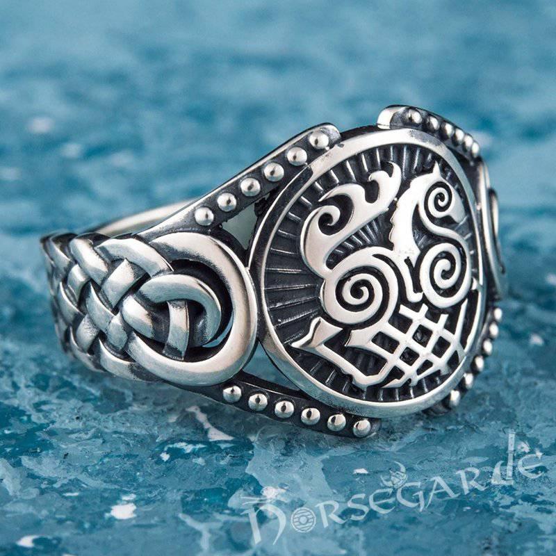 Handcrafted Sleipnir Braid Ornament Ring - Sterling Silver - Norsegarde