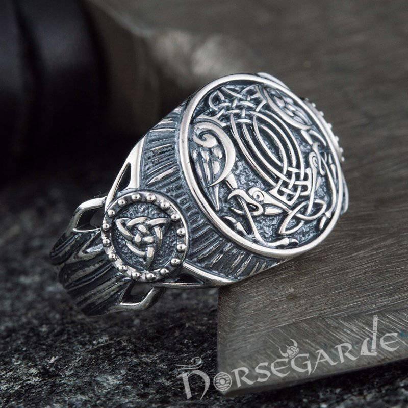 Handcrafted Sleipnir Druid Signet Ring - Sterling Silver - Norsegarde