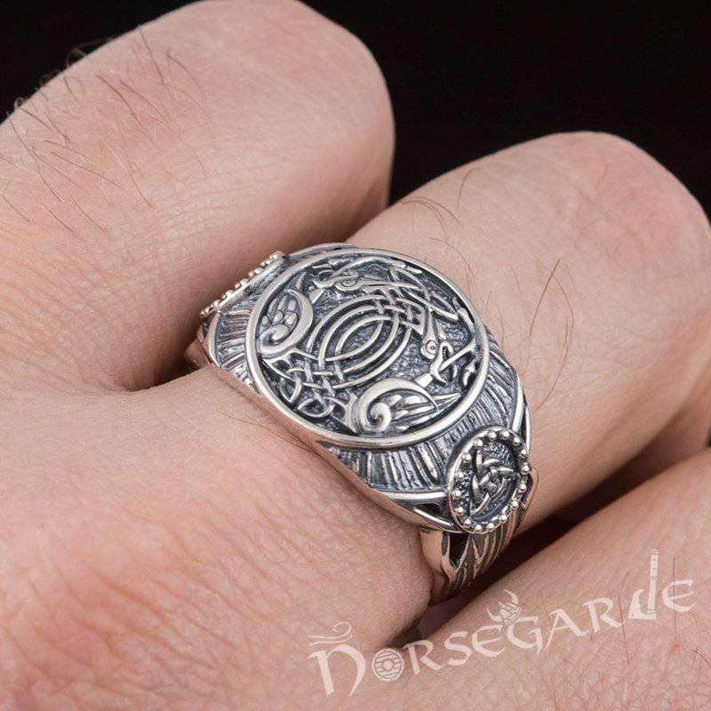 Handcrafted Sleipnir Druid Signet Ring - Sterling Silver - Norsegarde
