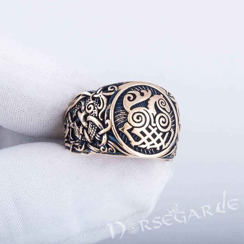 Handcrafted Sleipnir Mammen Style Ring - Bronze - Norsegarde