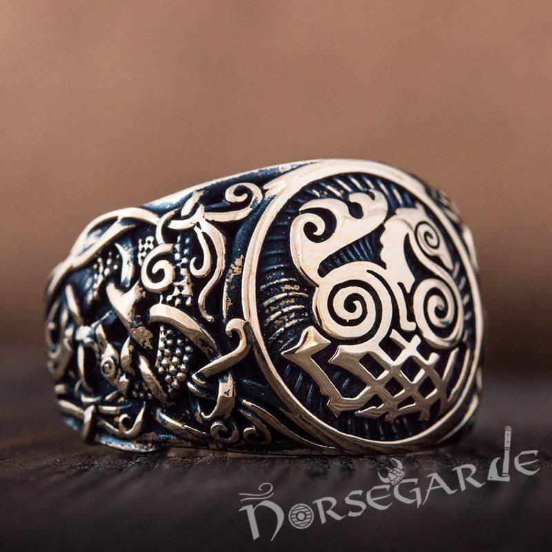 Handcrafted Sleipnir Mammen Style Ring - Bronze - Norsegarde