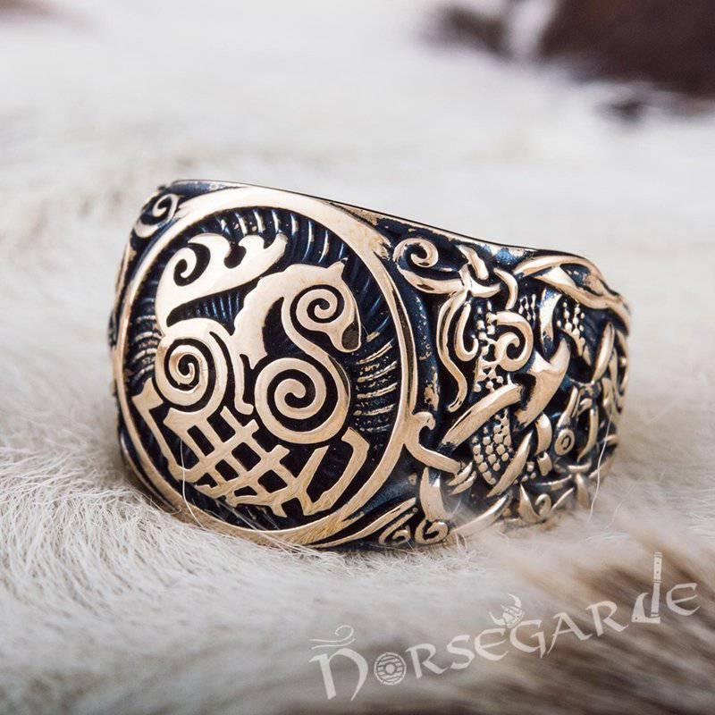 Handcrafted Sleipnir Mammen Style Ring - Bronze - Norsegarde
