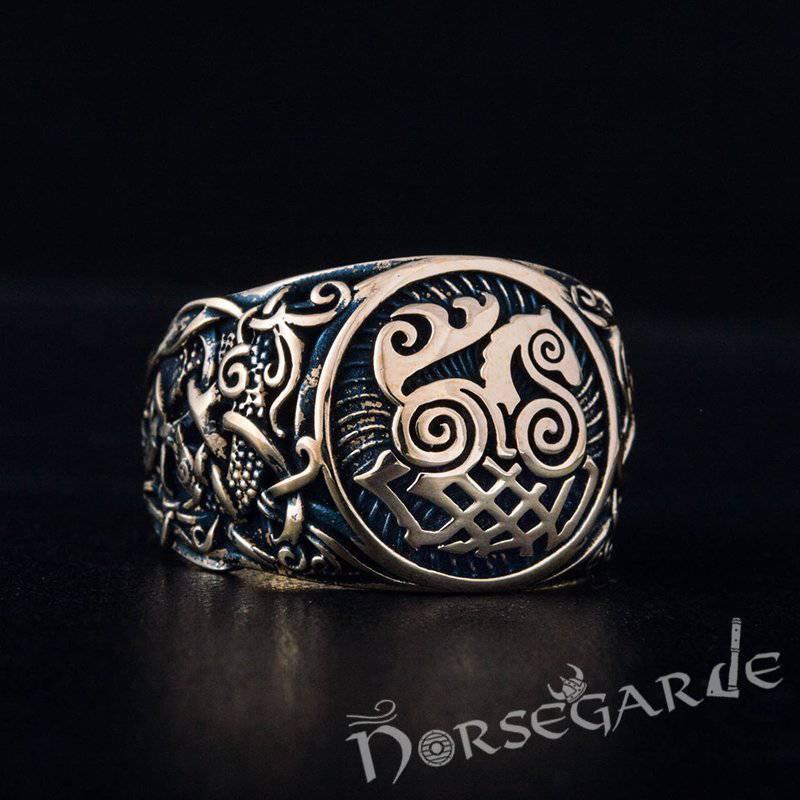 Handcrafted Sleipnir Mammen Style Ring - Bronze - Norsegarde