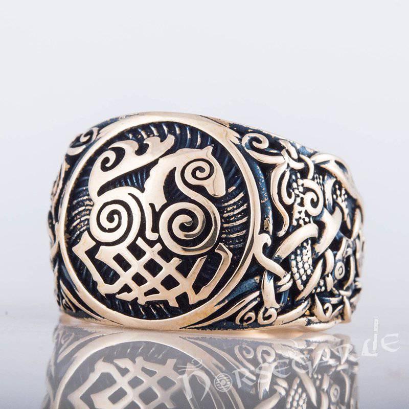 Handcrafted Sleipnir Mammen Style Ring - Bronze - Norsegarde