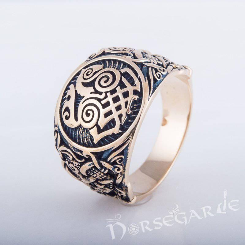 Handcrafted Sleipnir Mammen Style Ring - Bronze - Norsegarde
