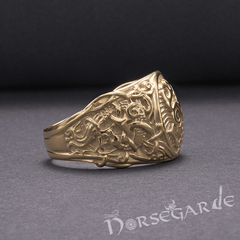 Handcrafted Sleipnir Mammen Style Ring - Gold - Norsegarde