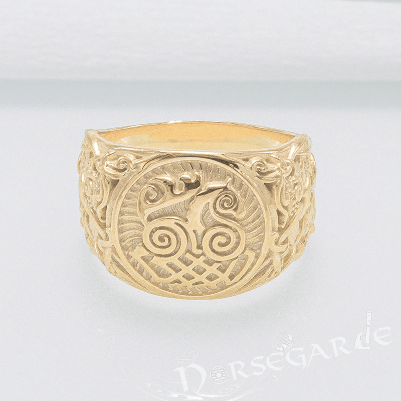 Handcrafted Sleipnir Mammen Style Ring - Gold - Norsegarde